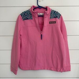 Vineyard Vines Girls Pullover Sweatshirt Size Medium Pink 1/4 Zip Martha’s